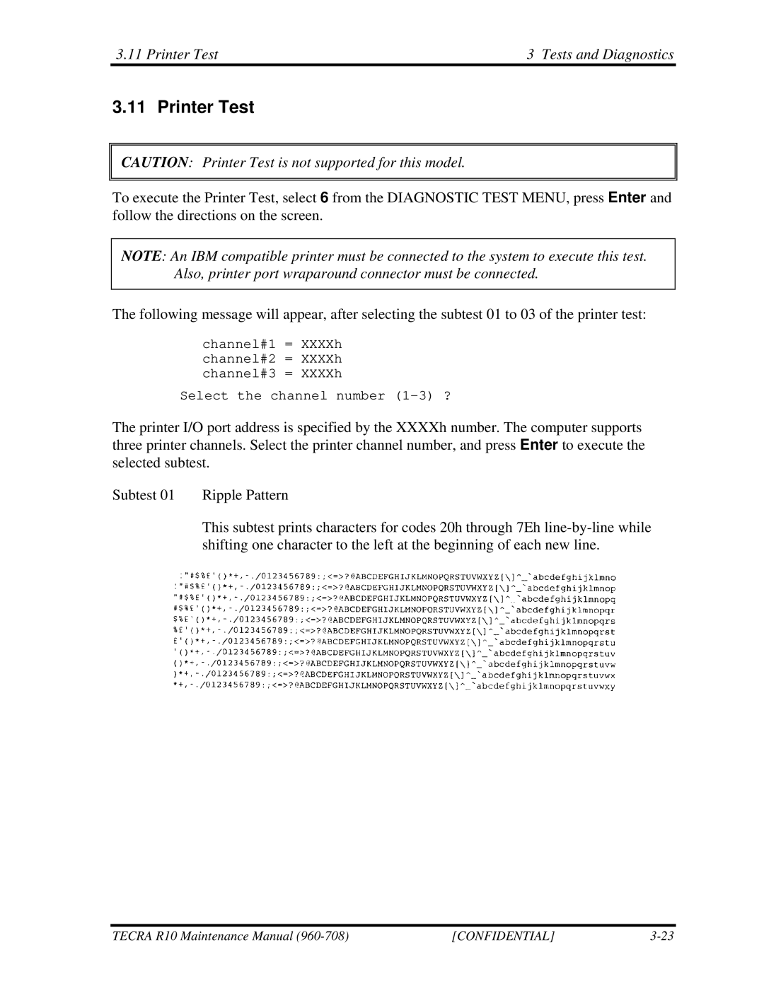 Toshiba TECRA R10 manual Printer Test Tests and Diagnostics 