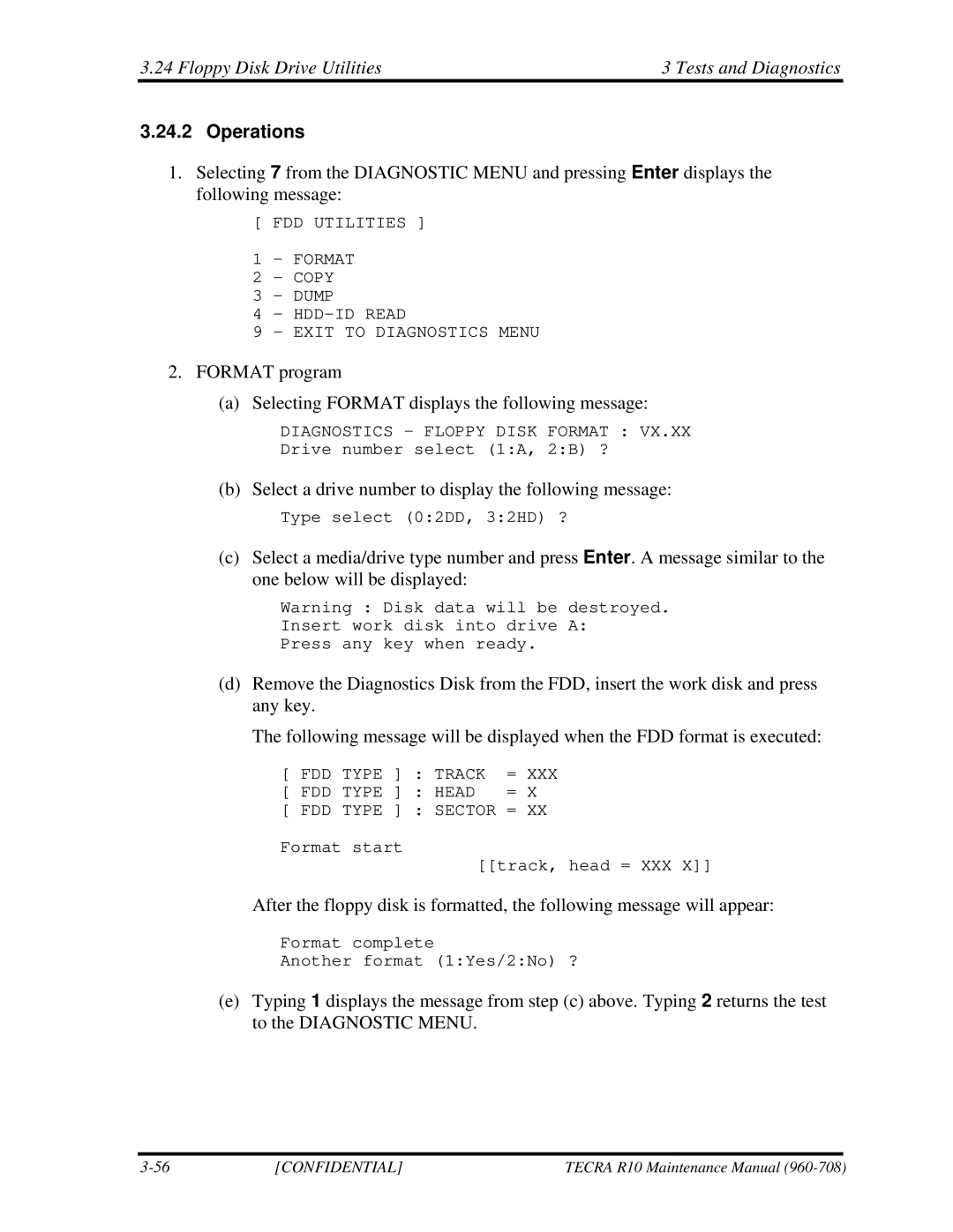 Toshiba TECRA R10 manual Floppy Disk Drive Utilities Tests and Diagnostics 