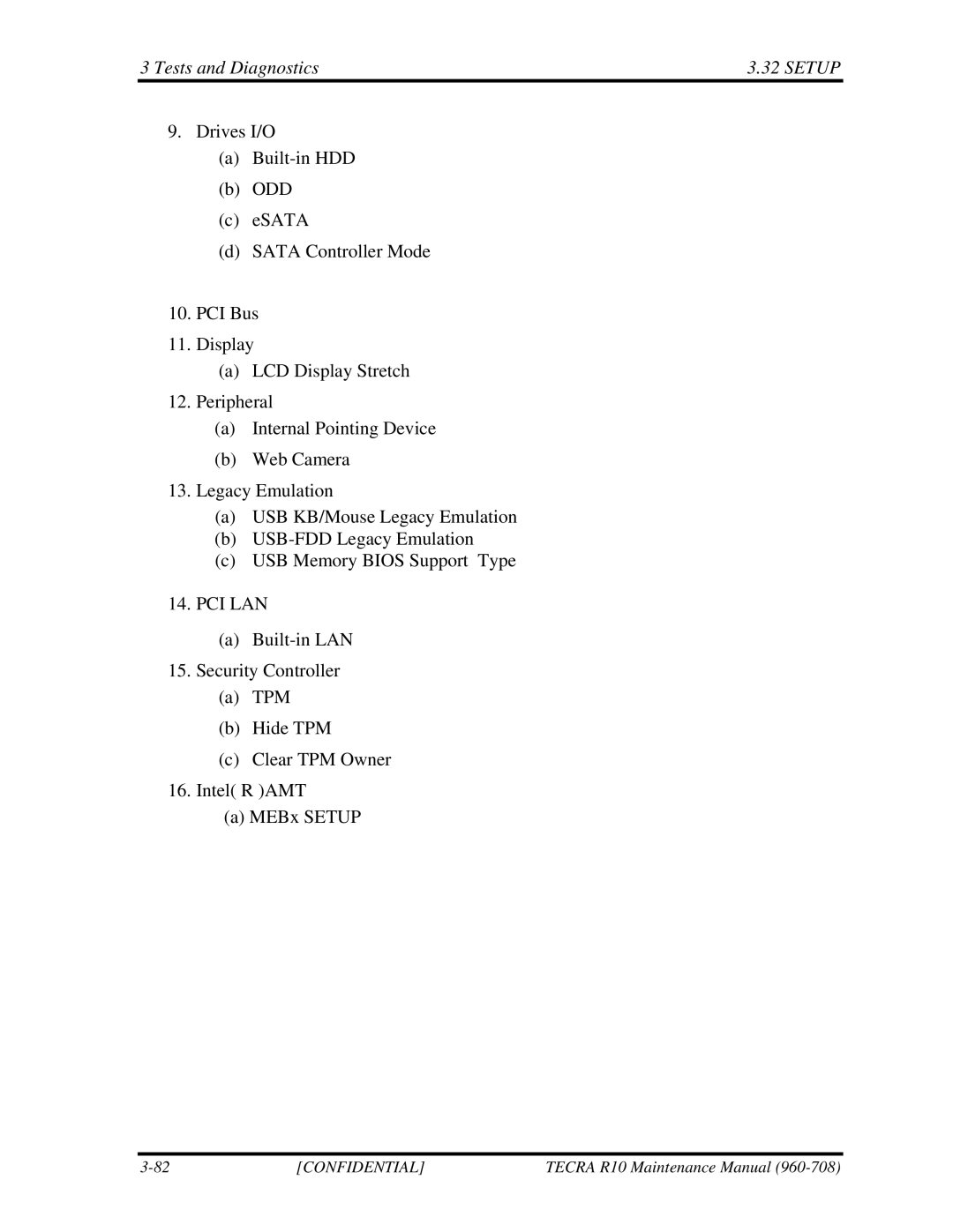 Toshiba TECRA R10 manual Tests and Diagnostics Setup, Pci Lan 