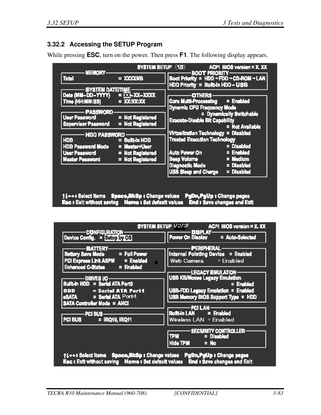 Toshiba TECRA R10 manual Accessing the Setup Program 