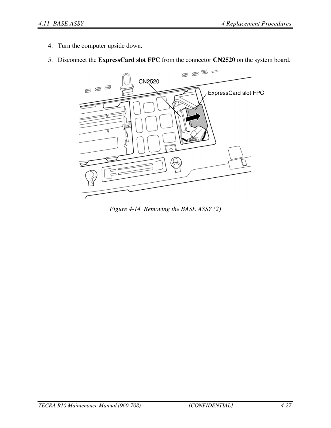 Toshiba TECRA R10 manual Removing the Base Assy 