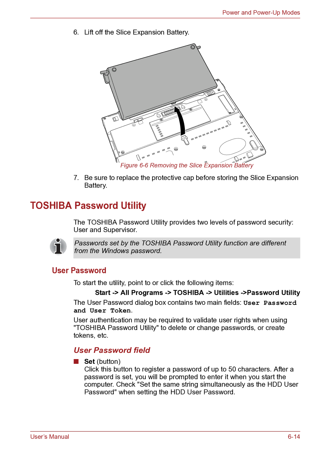 Toshiba TECRA R10 user manual Toshiba Password Utility, User Password field 