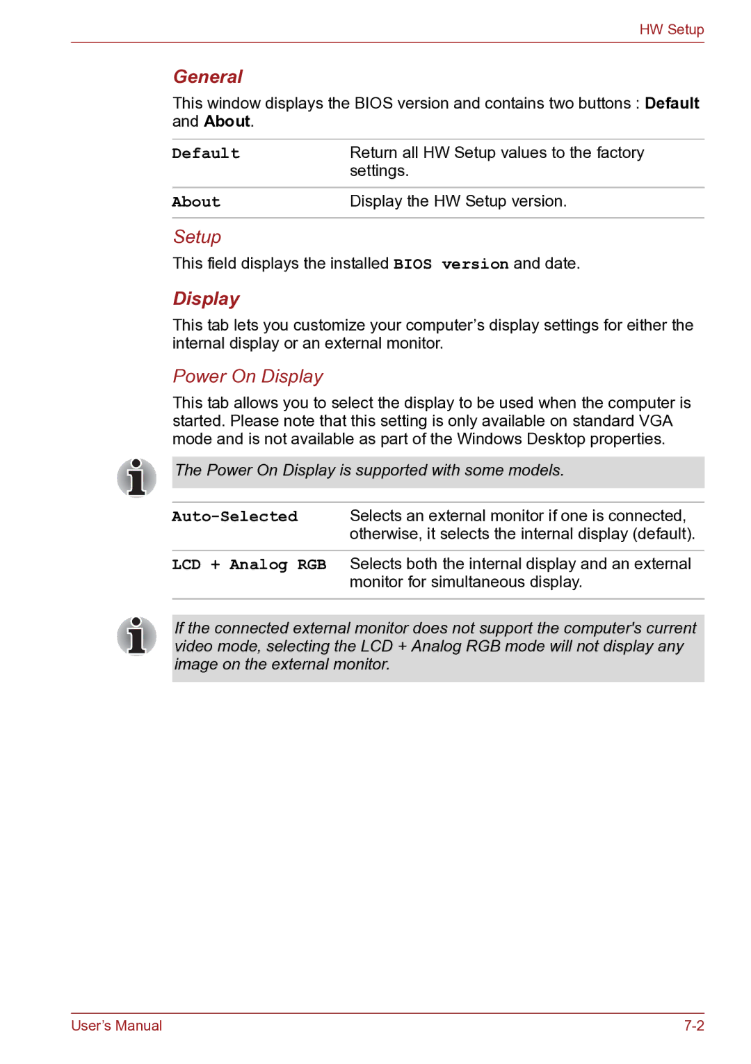 Toshiba TECRA R10 user manual General, Power On Display 