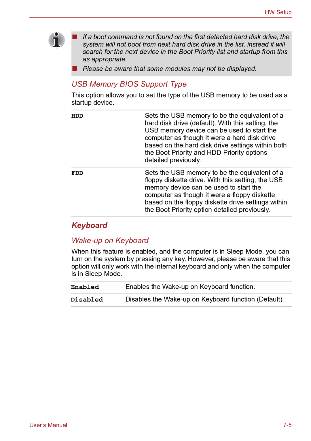 Toshiba TECRA R10 user manual USB Memory Bios Support Type, Keyboard 