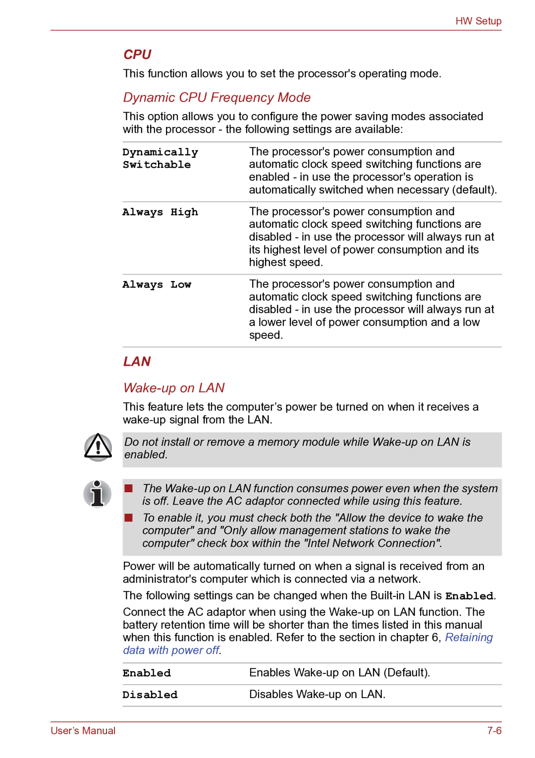 Toshiba TECRA R10 user manual Cpu 