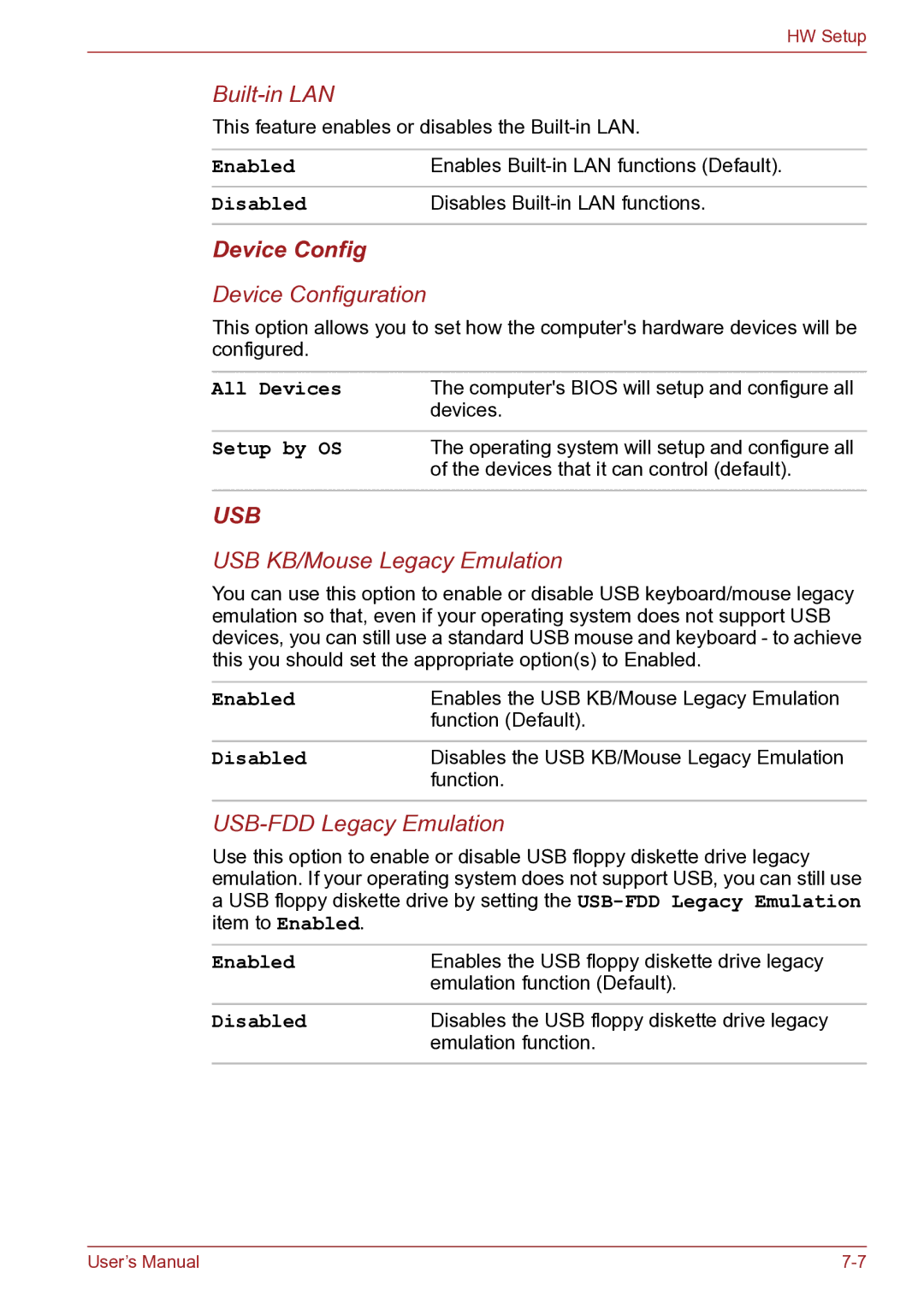 Toshiba TECRA R10 user manual Built-in LAN, Device Config 