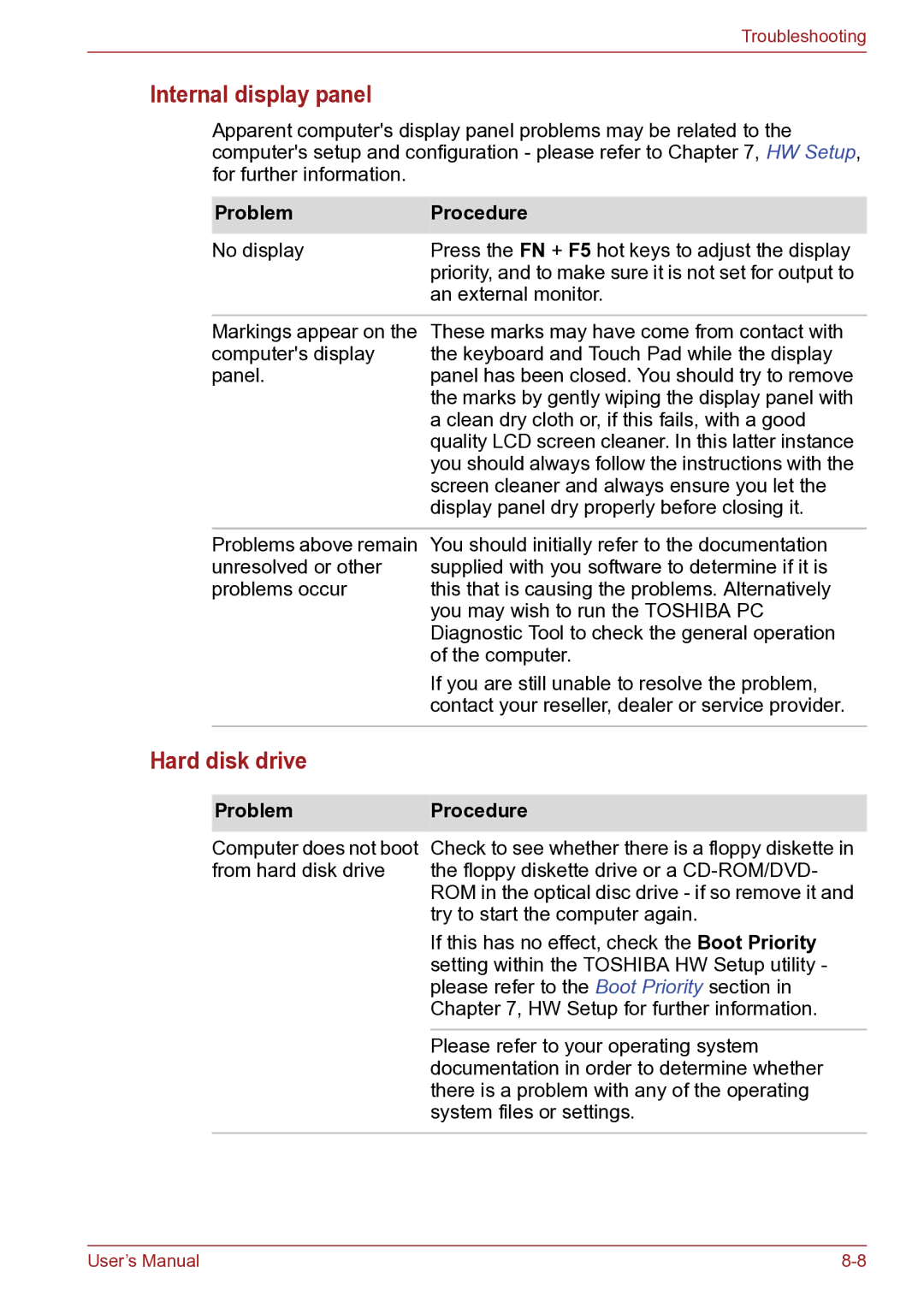 Toshiba TECRA R10 user manual Internal display panel, Hard disk drive 