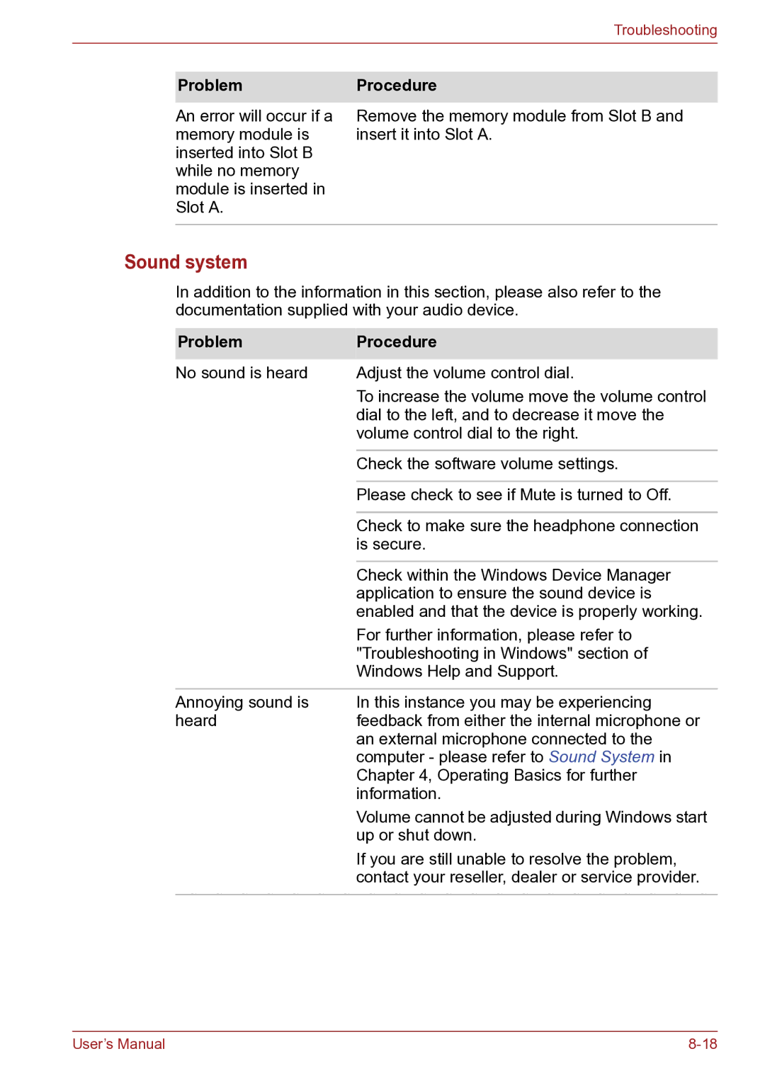 Toshiba TECRA R10 user manual Sound system 