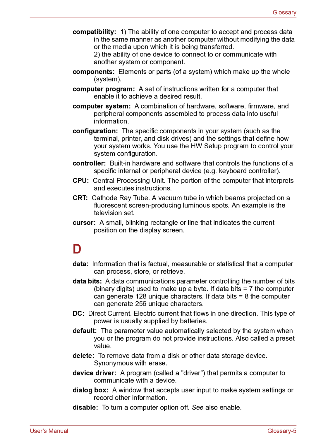 Toshiba TECRA R10 user manual Glossary-5 