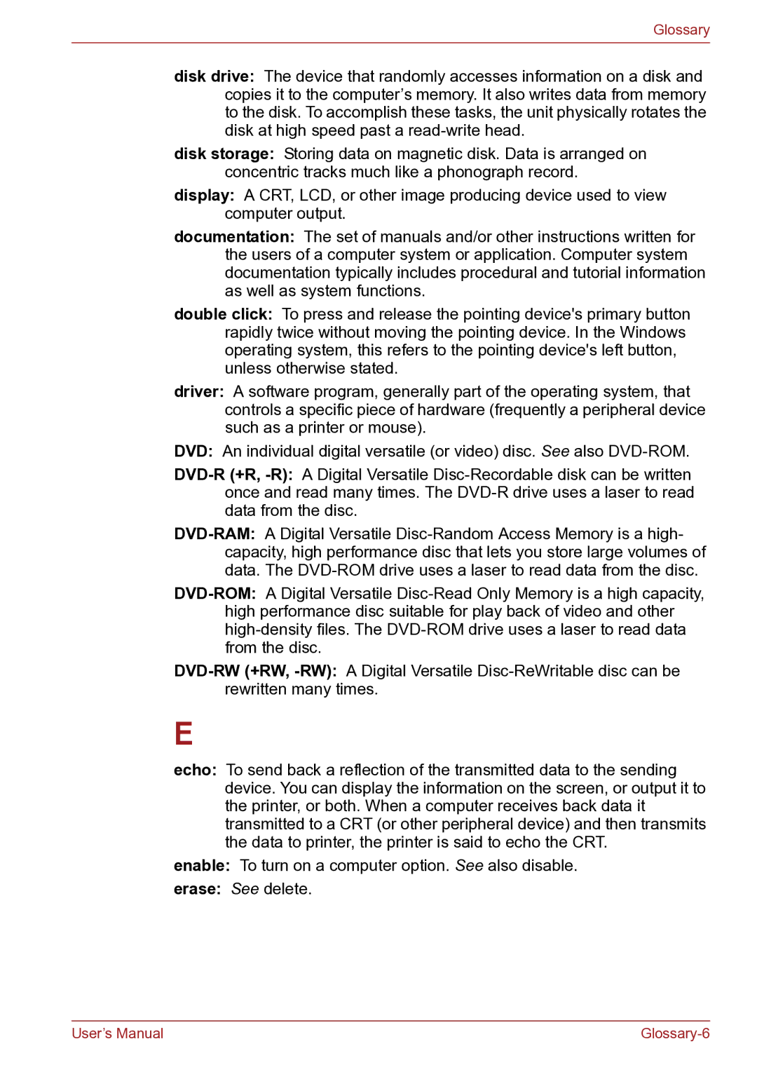 Toshiba TECRA R10 user manual Erase See delete 