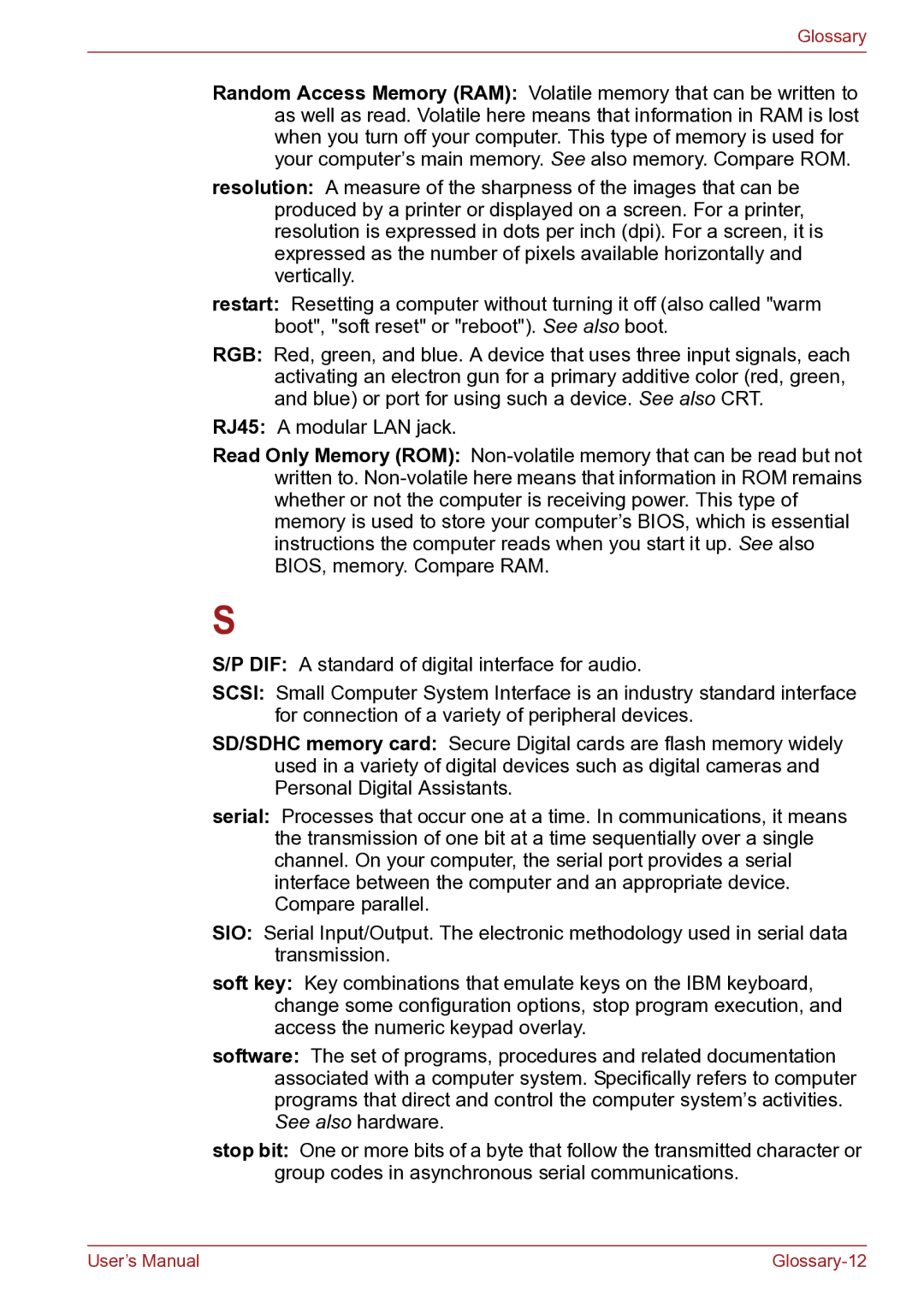 Toshiba TECRA R10 user manual Glossary-12 