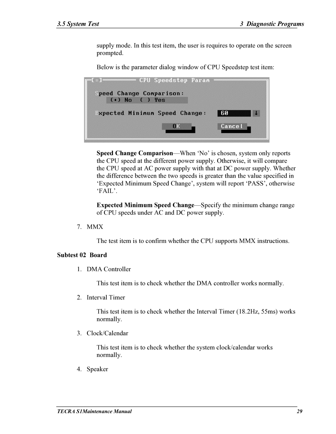 Toshiba TECRA S1 manual Subtest 02 Board 