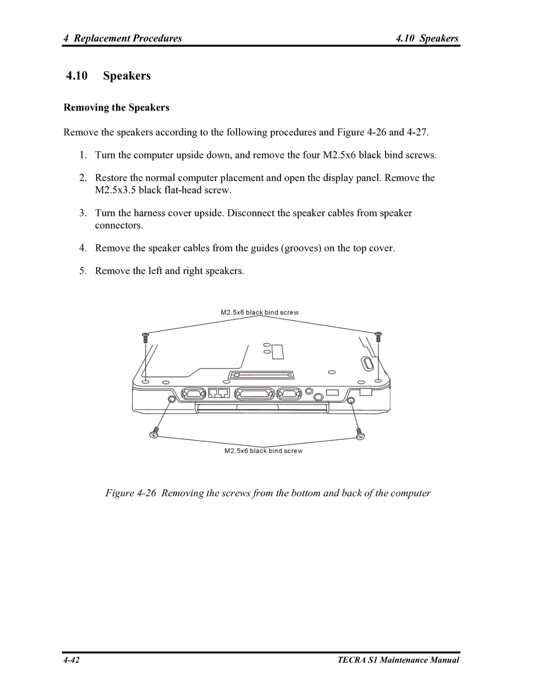 Toshiba TECRA S1 manual Replacement Procedures Speakers, Removing the Speakers 