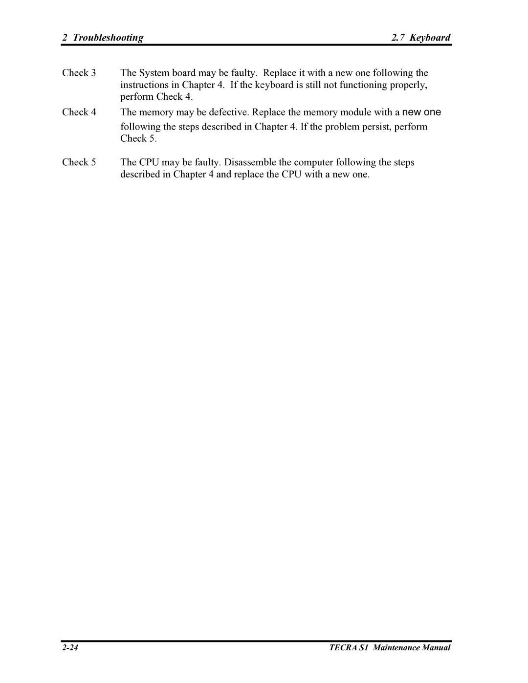 Toshiba TECRA S1 manual Troubleshooting Keyboard 