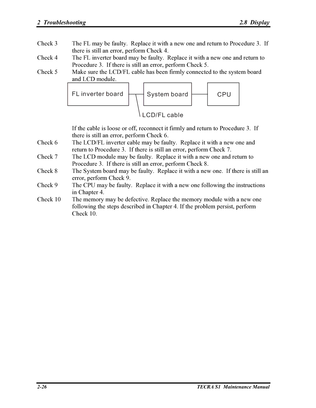 Toshiba TECRA S1 manual Troubleshooting Display 