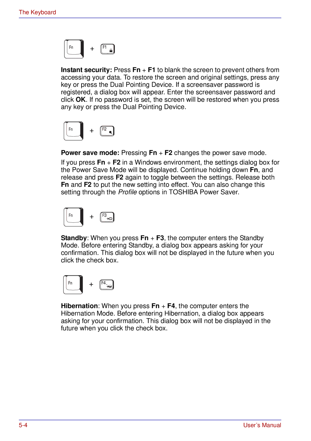 Toshiba tecra s3 manual Keyboard 