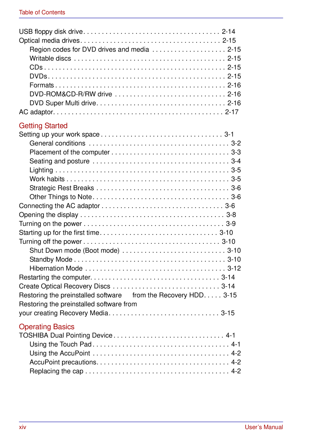 Toshiba tecra s3 manual Getting Started 