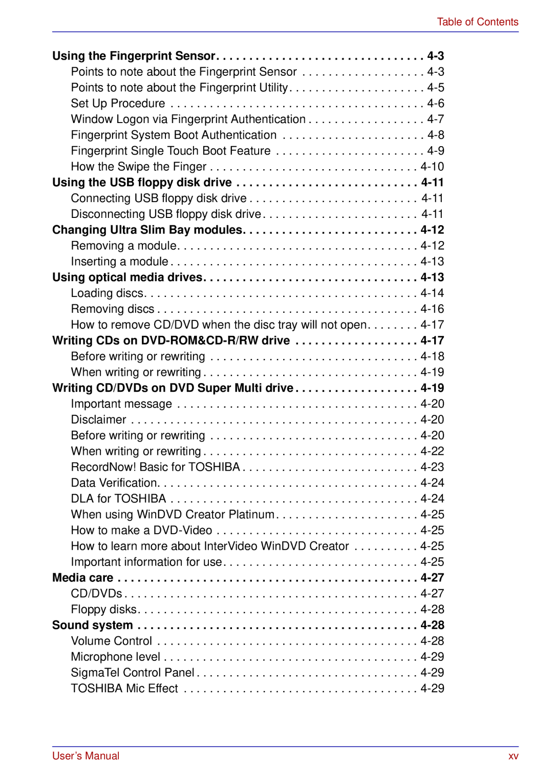 Toshiba tecra s3 manual Table of Contents 