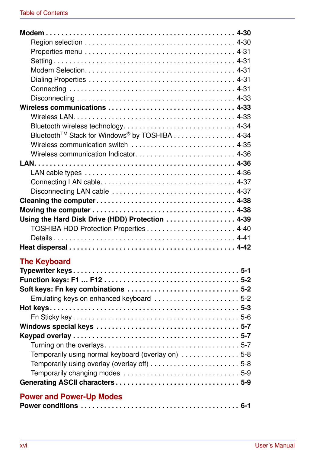 Toshiba tecra s3 manual Keyboard, Power conditions 