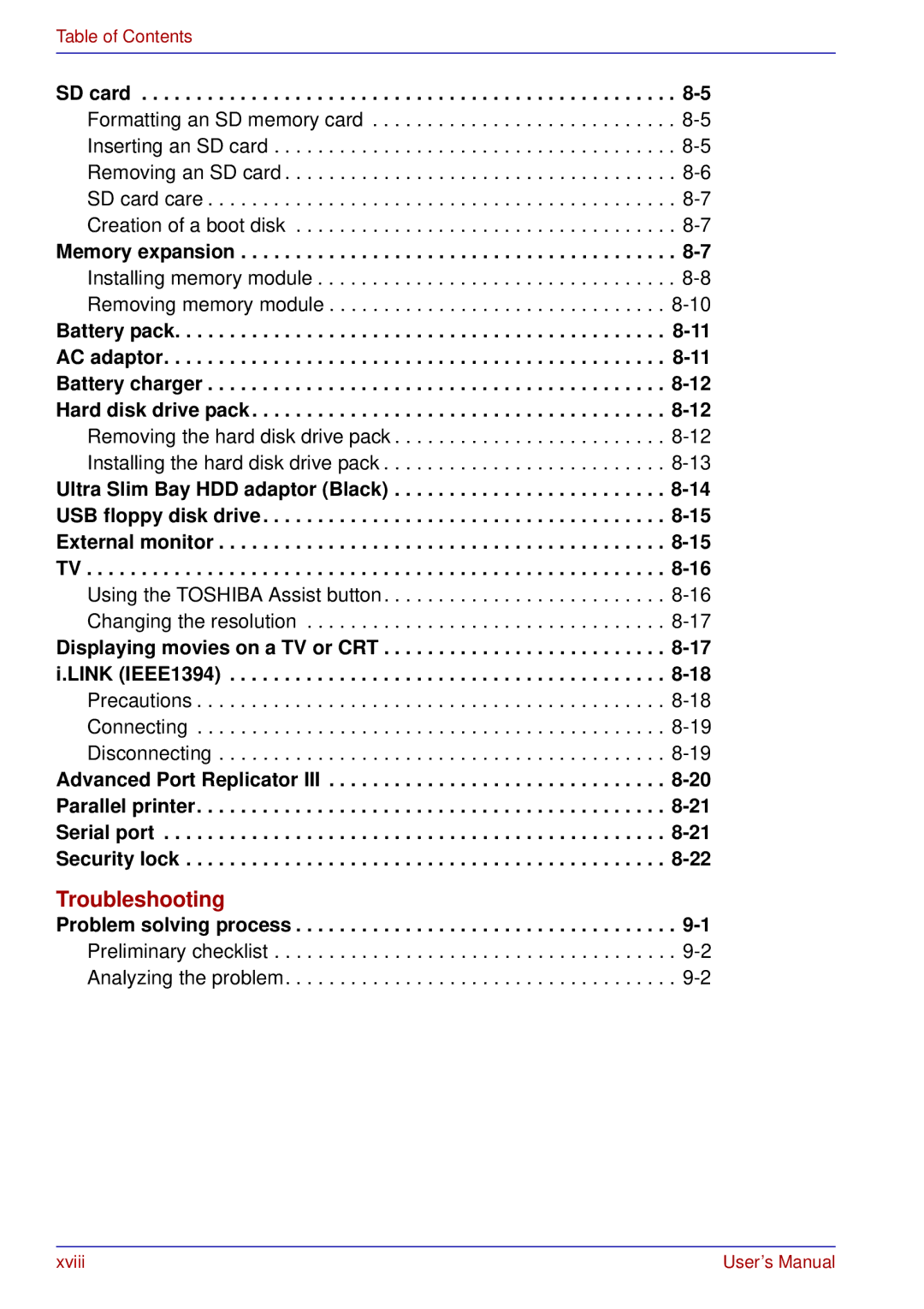 Toshiba tecra s3 manual Troubleshooting 