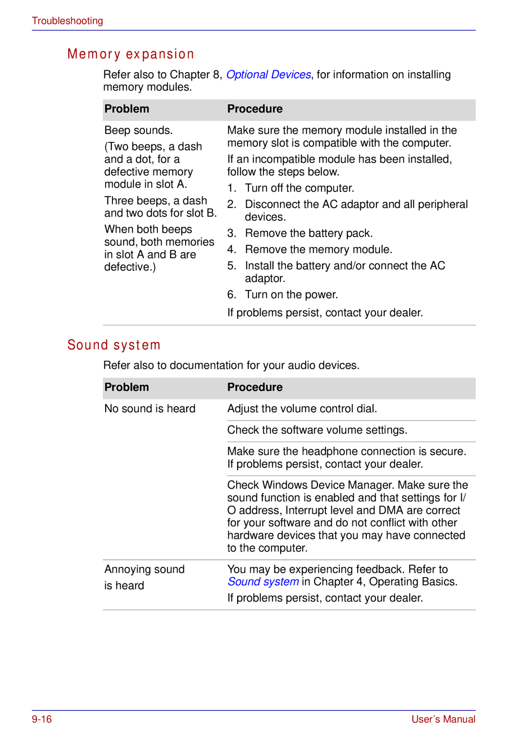 Toshiba tecra s3 manual Memory expansion, Sound system 