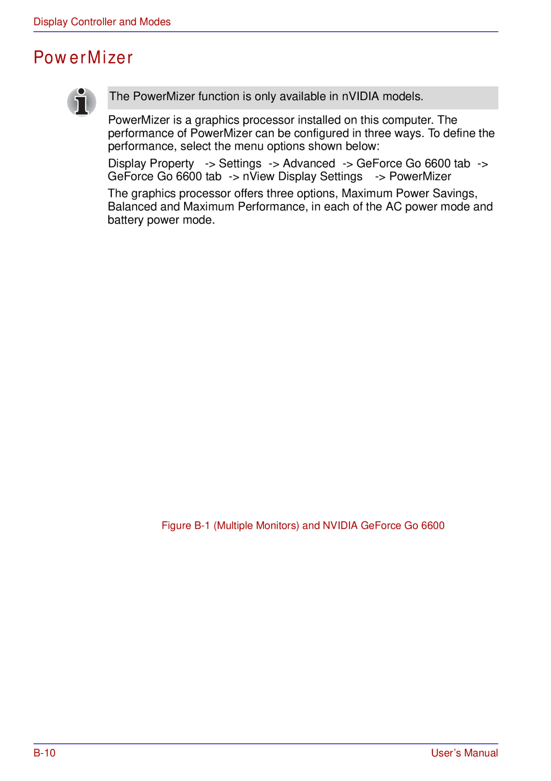 Toshiba tecra s3 manual PowerMizer function is only available in nVIDIA models 