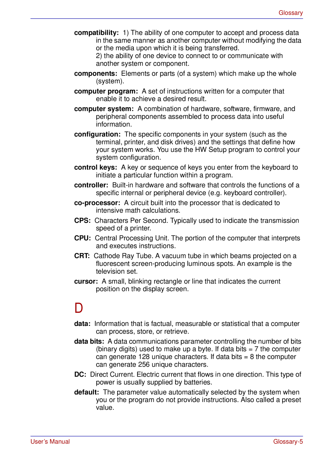 Toshiba tecra s3 manual Glossary-5 