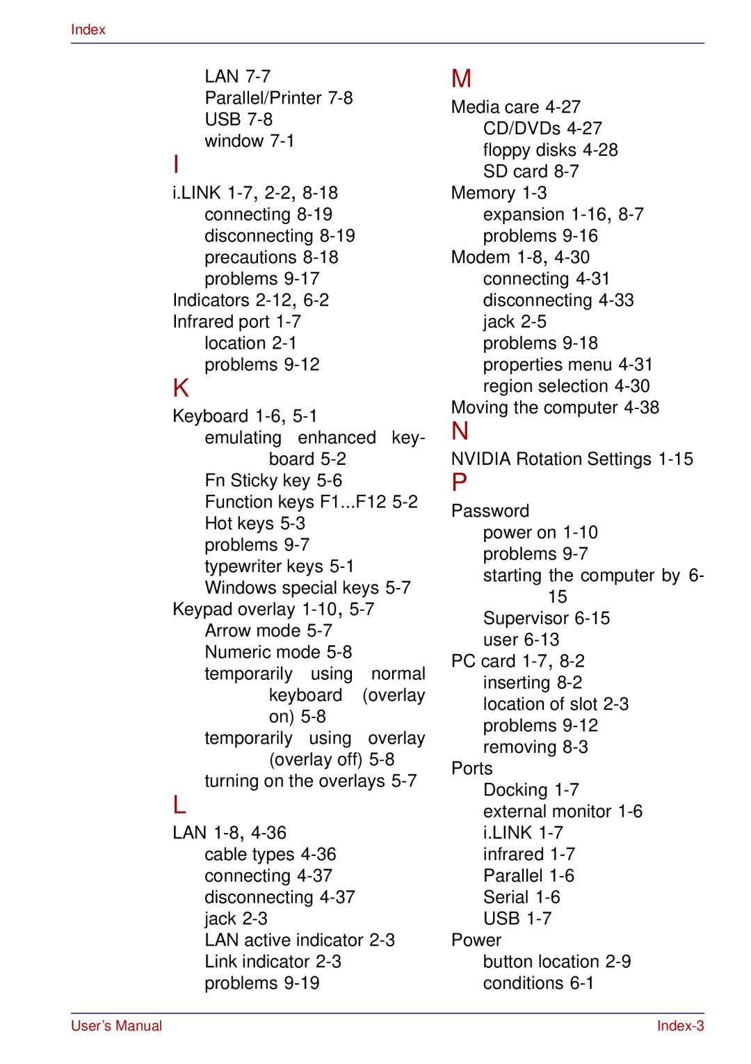 Toshiba tecra s3 manual Index-3 