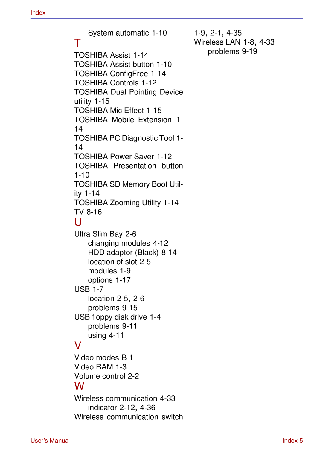 Toshiba tecra s3 manual Index-5 