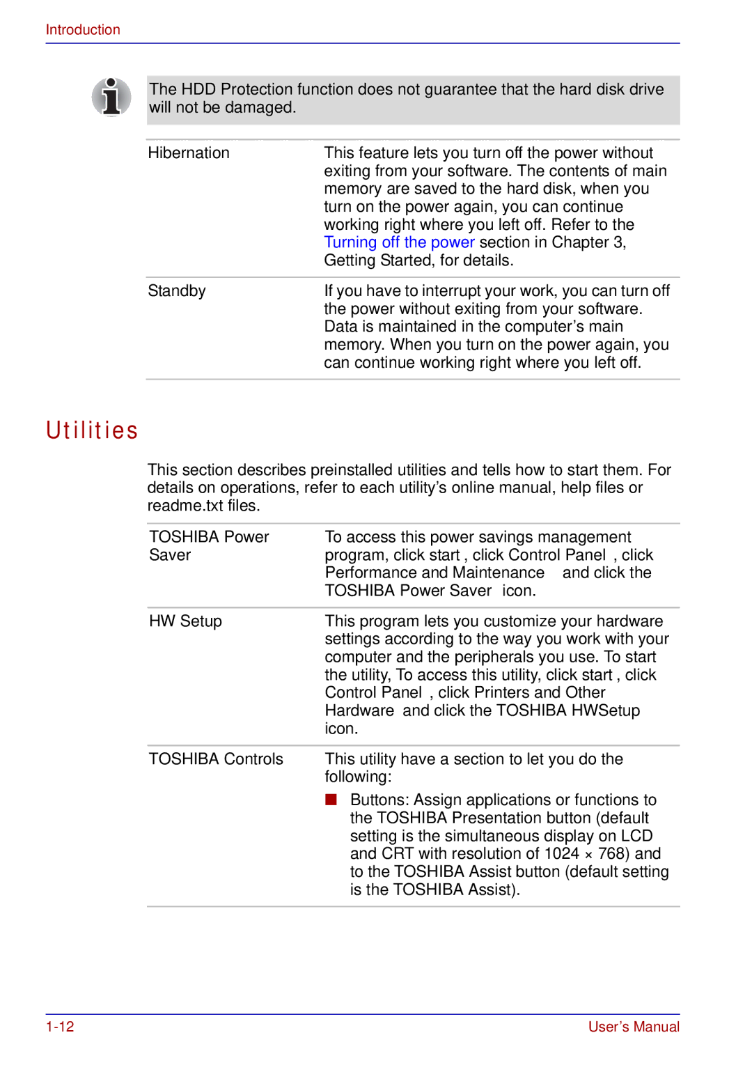 Toshiba tecra s3 manual Utilities 