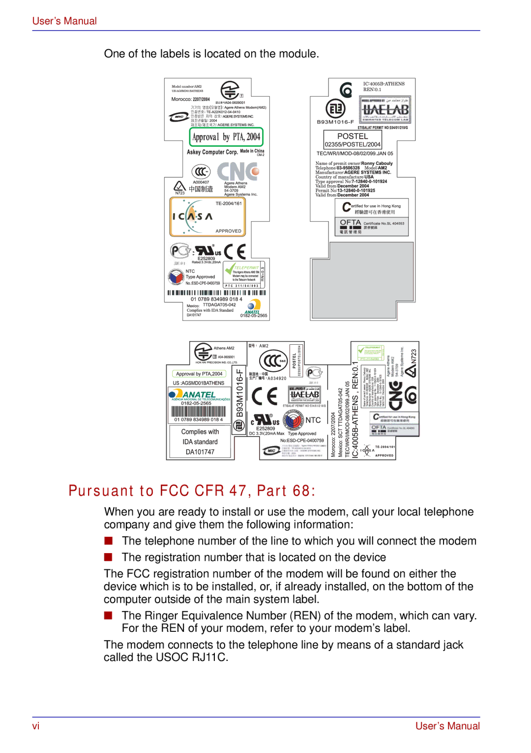 Toshiba tecra s3 manual Pursuant to FCC CFR 47, Part 