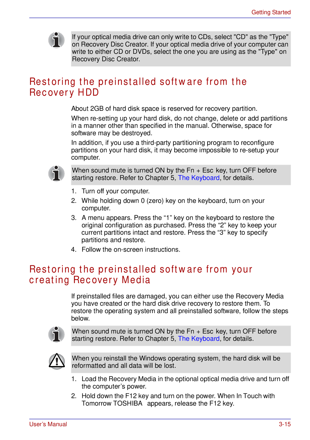 Toshiba tecra s3 manual Restoring the preinstalled software from the Recovery HDD 