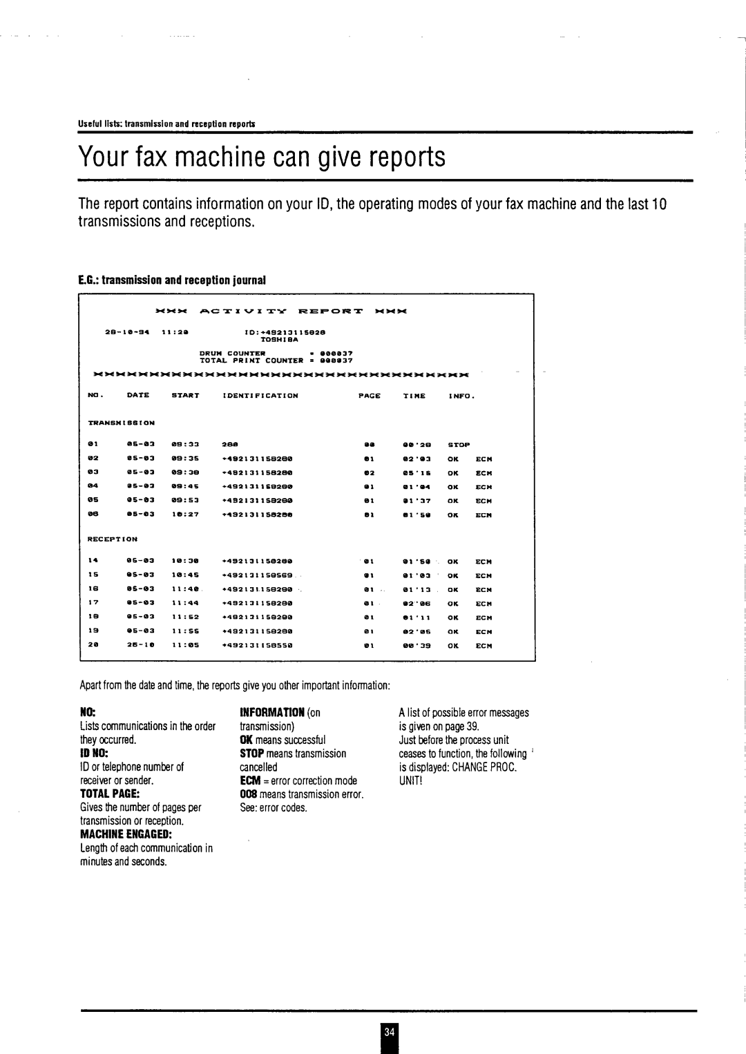 Toshiba tf, TF 501 instruction manual 