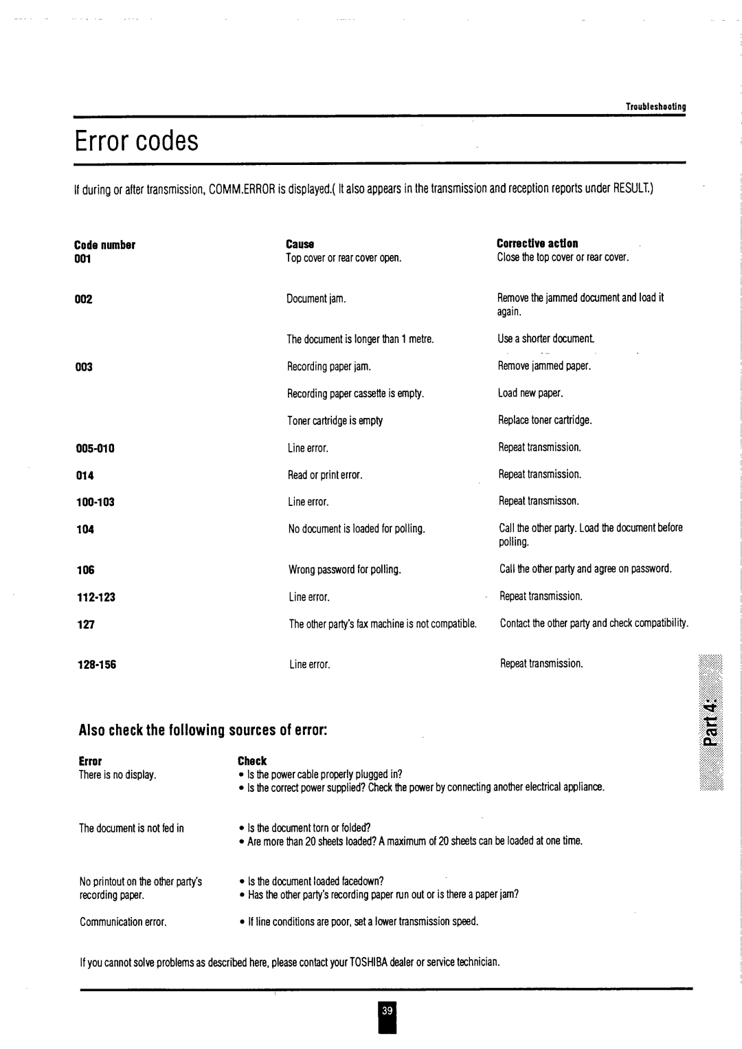 Toshiba tf, TF 501 instruction manual 