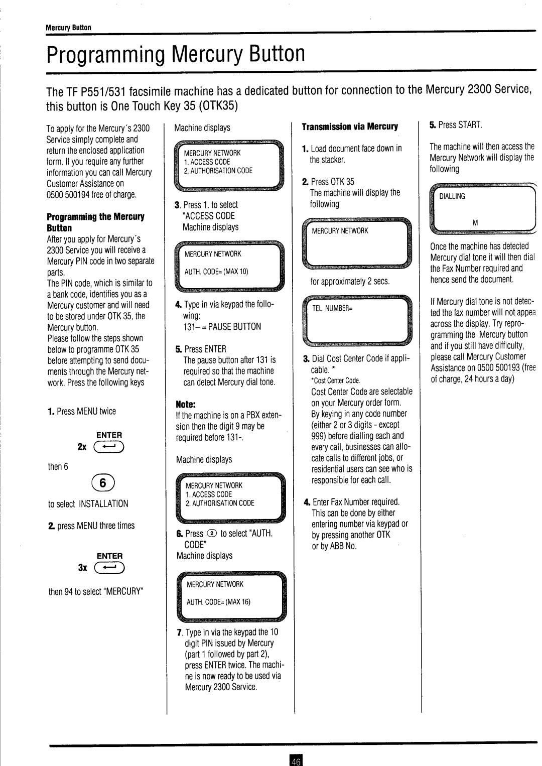 Toshiba TF 531 / 551 instruction manual 