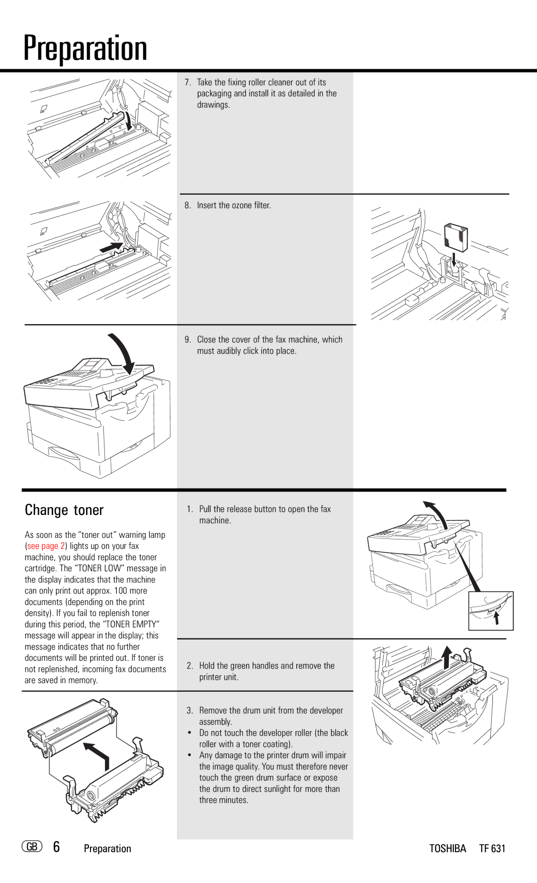 Toshiba TF 631 manual Change toner 