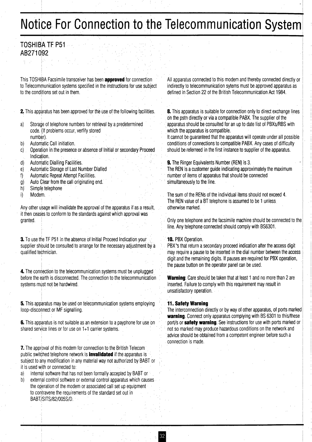 Toshiba TF P51 instruction manual 