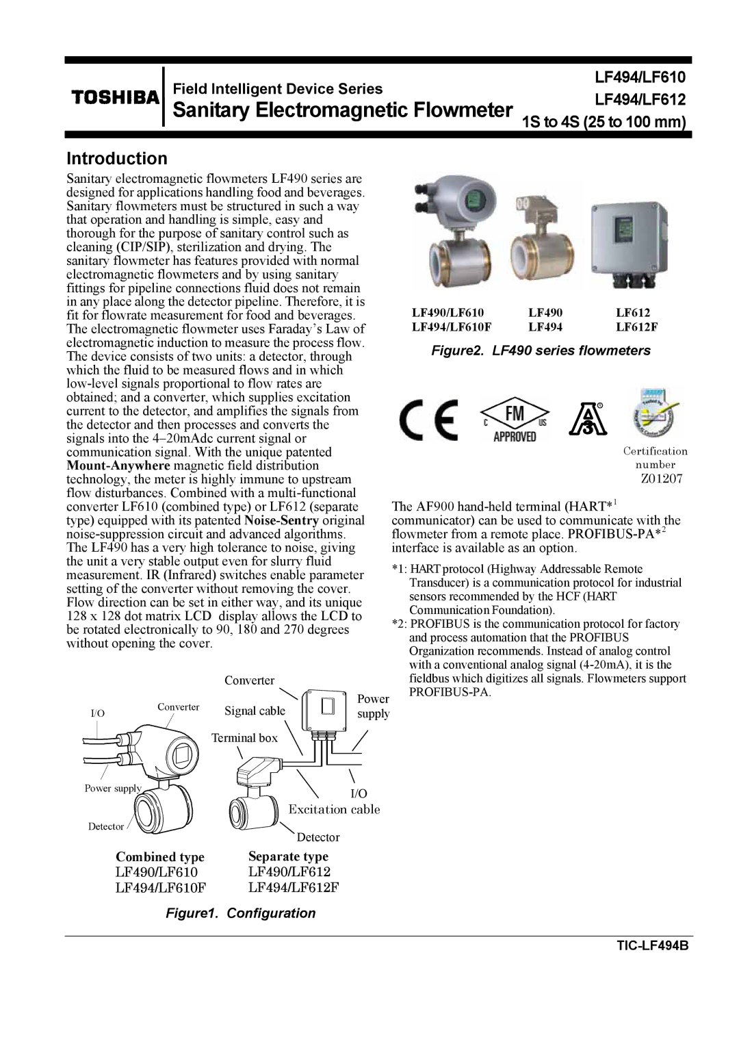 Toshiba TIC-LF494B manual Introduction, Combined type Separate type 