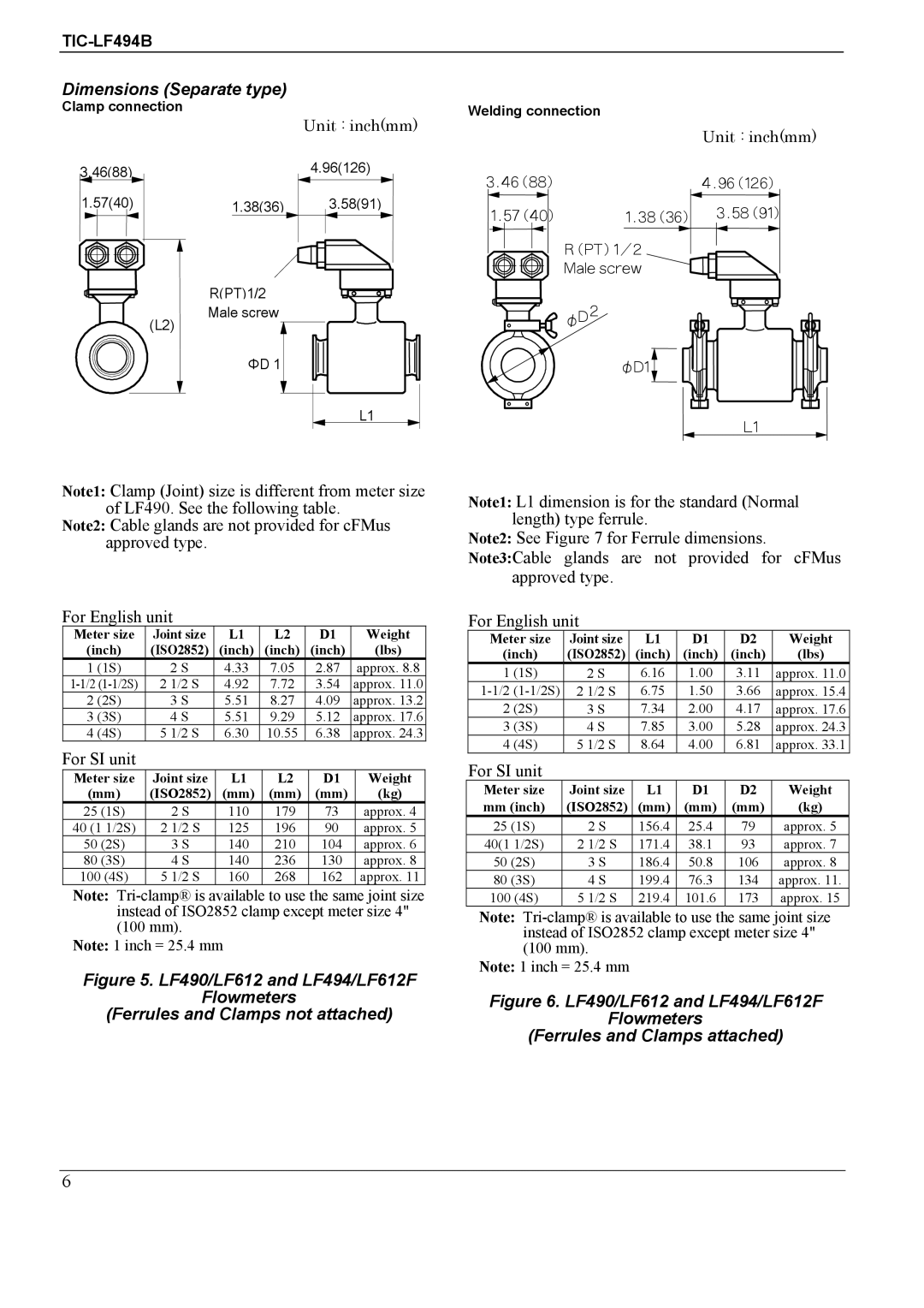 Toshiba TIC-LF494B manual Dimensions Separate type 