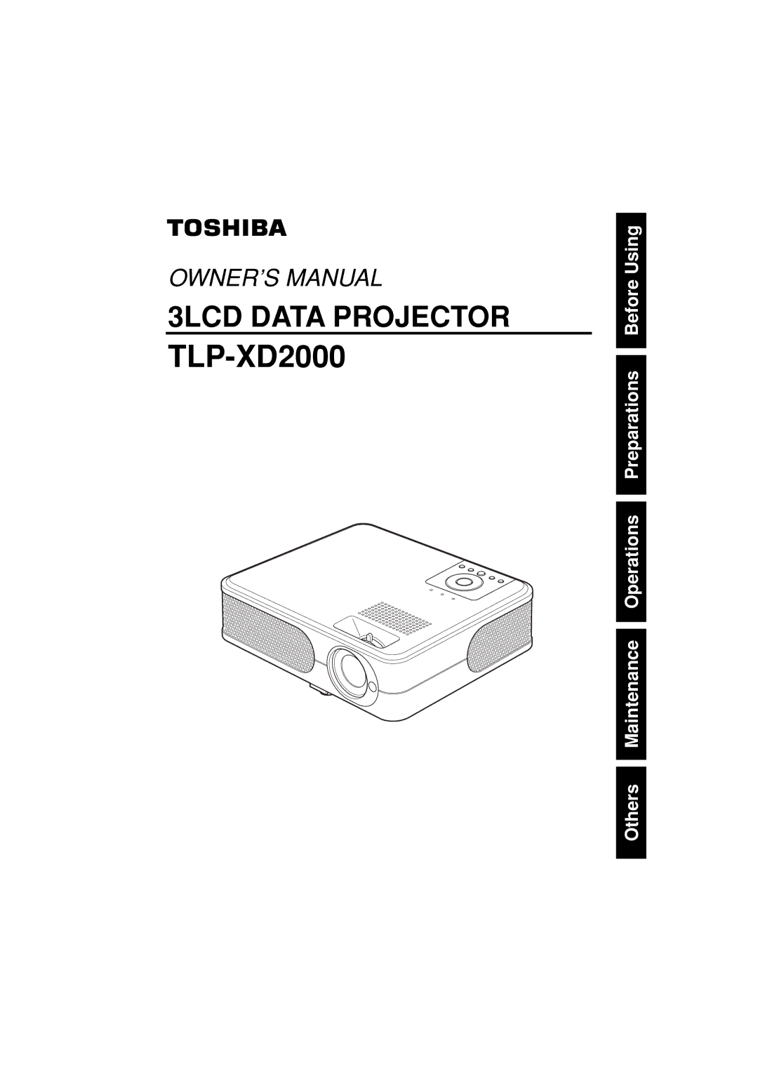 Toshiba TLF-XD2000 owner manual TLP-XD2000 