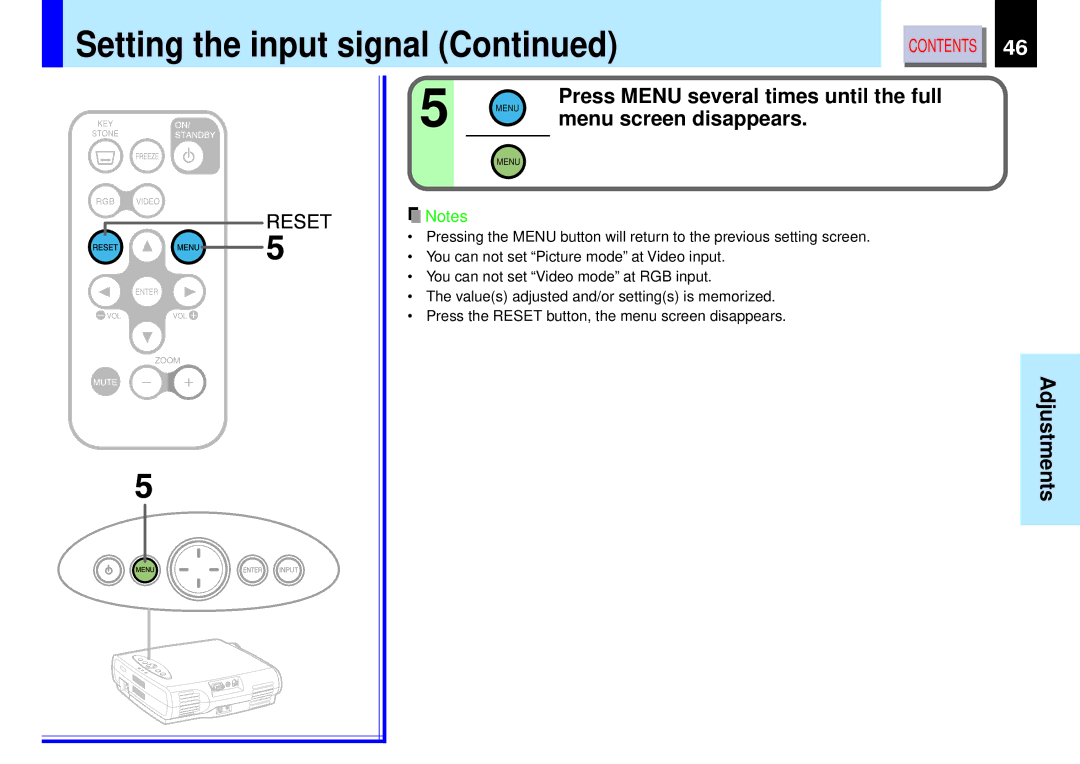 Toshiba TLP-B2 owner manual Setting the input signal 