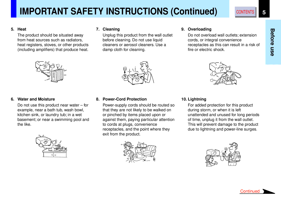 Toshiba TLP-B2ultra owner manual Important Safety Instructions, Heat 