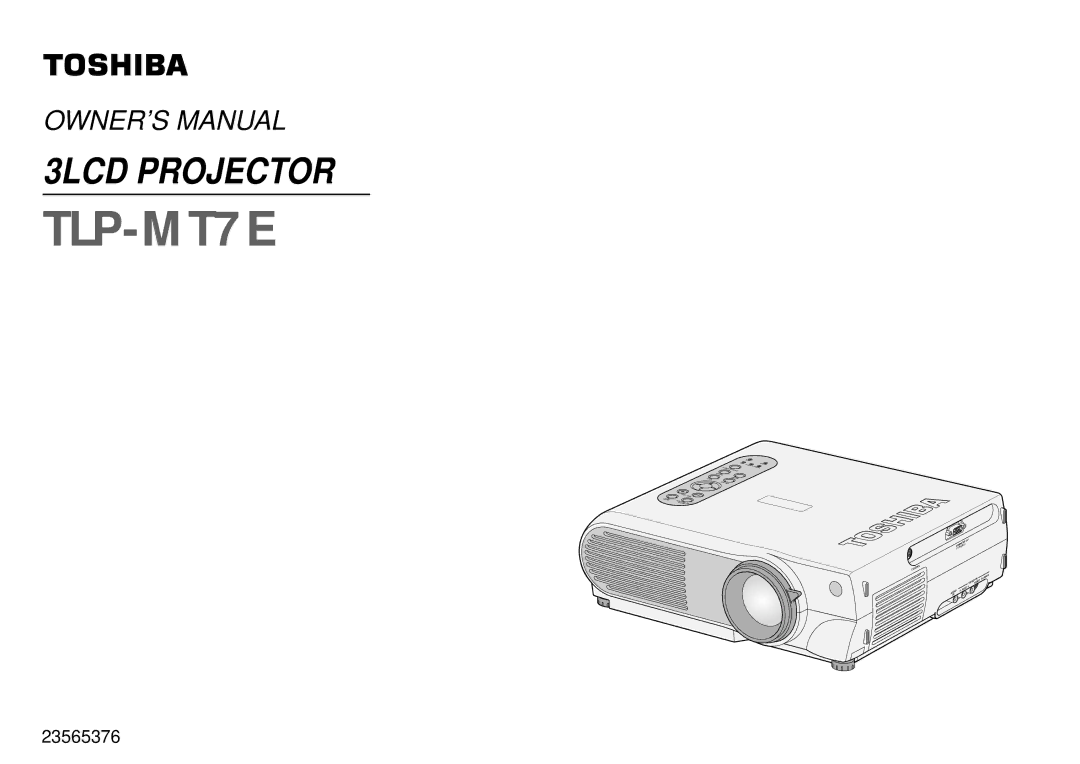 Toshiba TLP-MT7E manual 