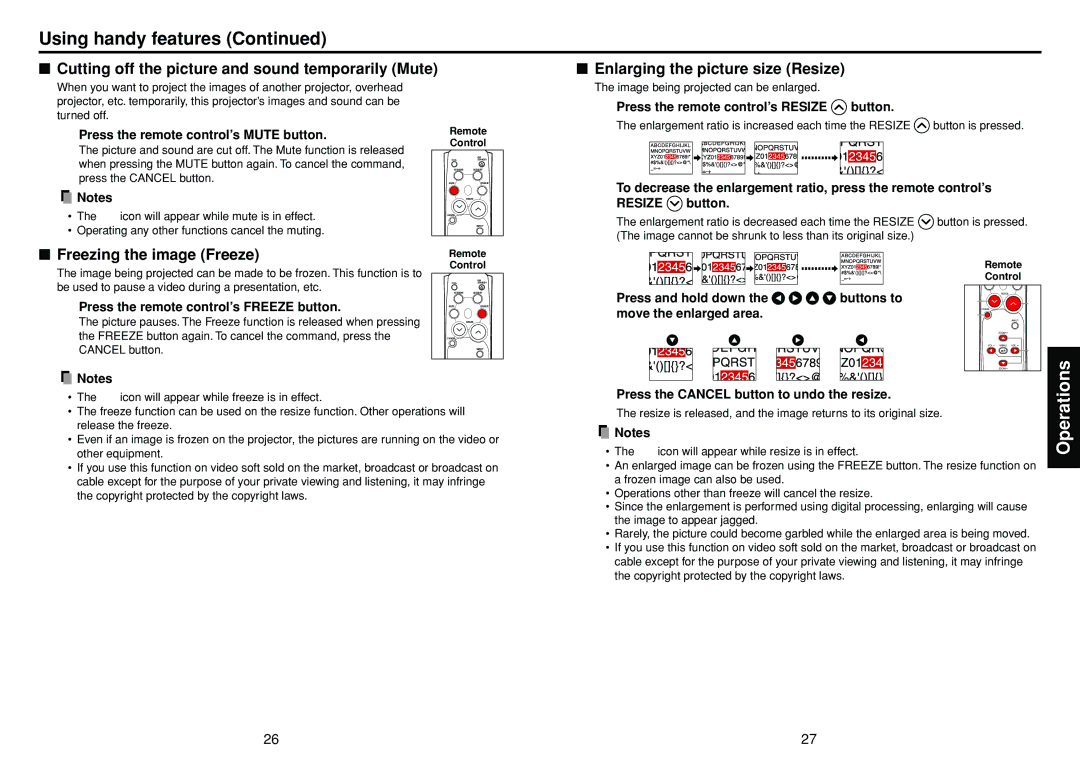 Toshiba TLP-S10 owner manual Using handy features, Freezing the image Freeze 