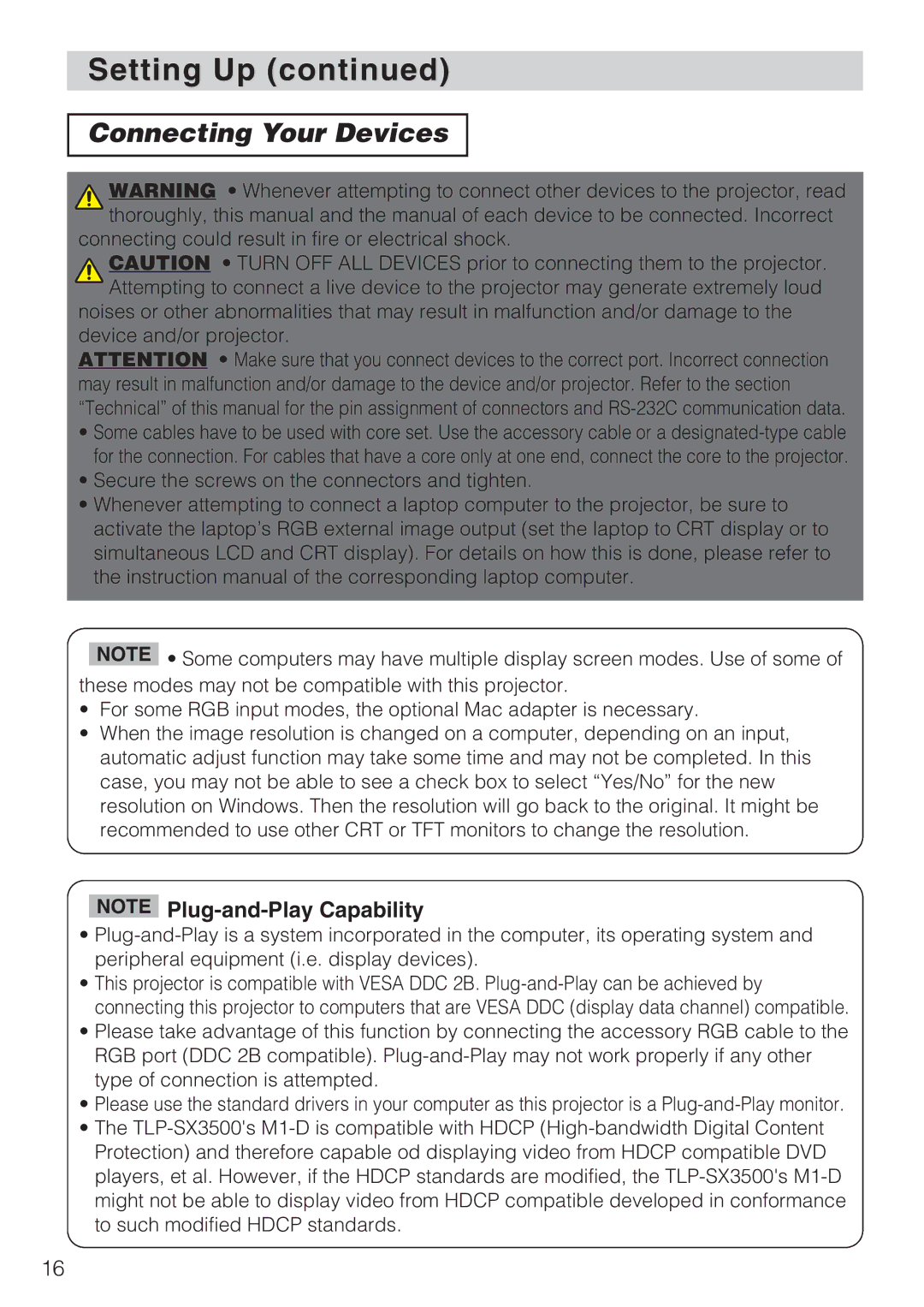 Toshiba TLP-SX3500 user manual Connecting Your Devices 