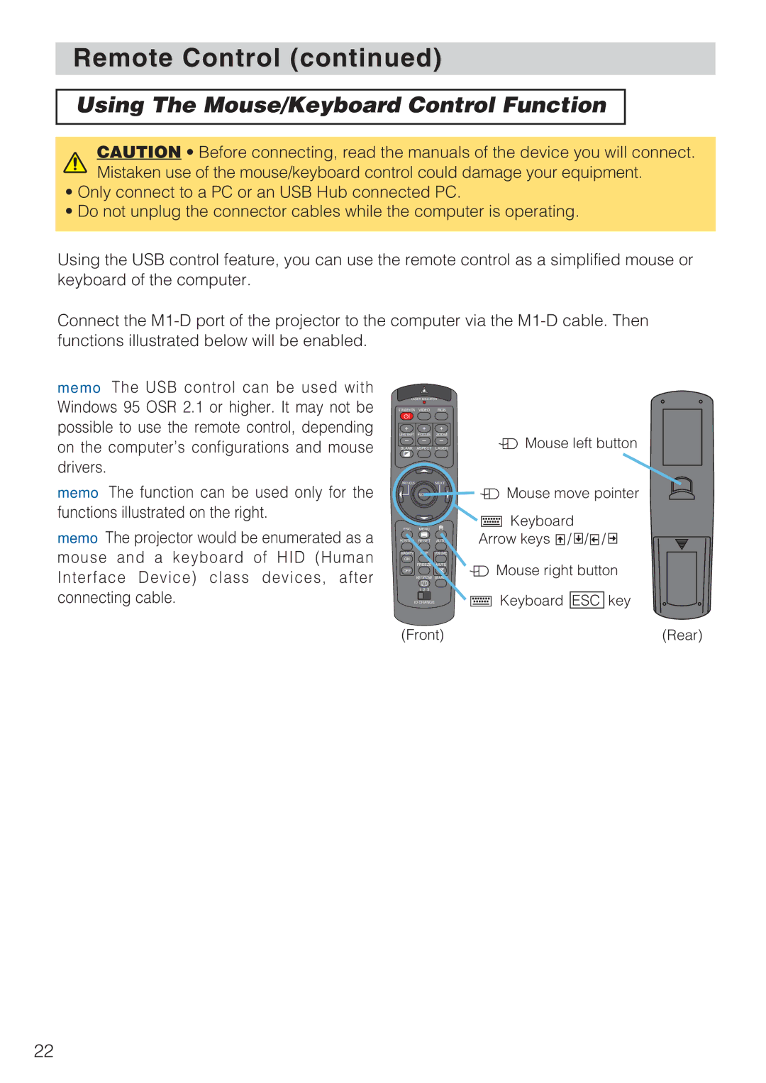 Toshiba TLP-SX3500 user manual Using The Mouse/Keyboard Control Function 