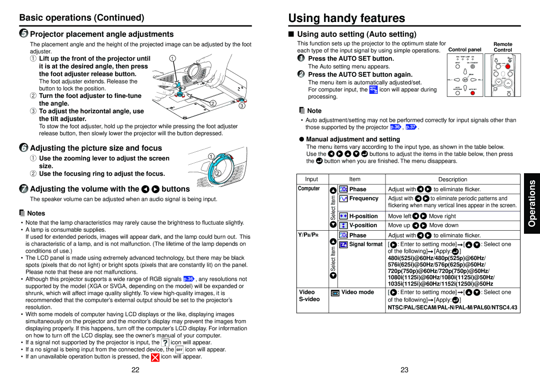 Toshiba TLP-T50M owner manual Using handy features, Basic operations 