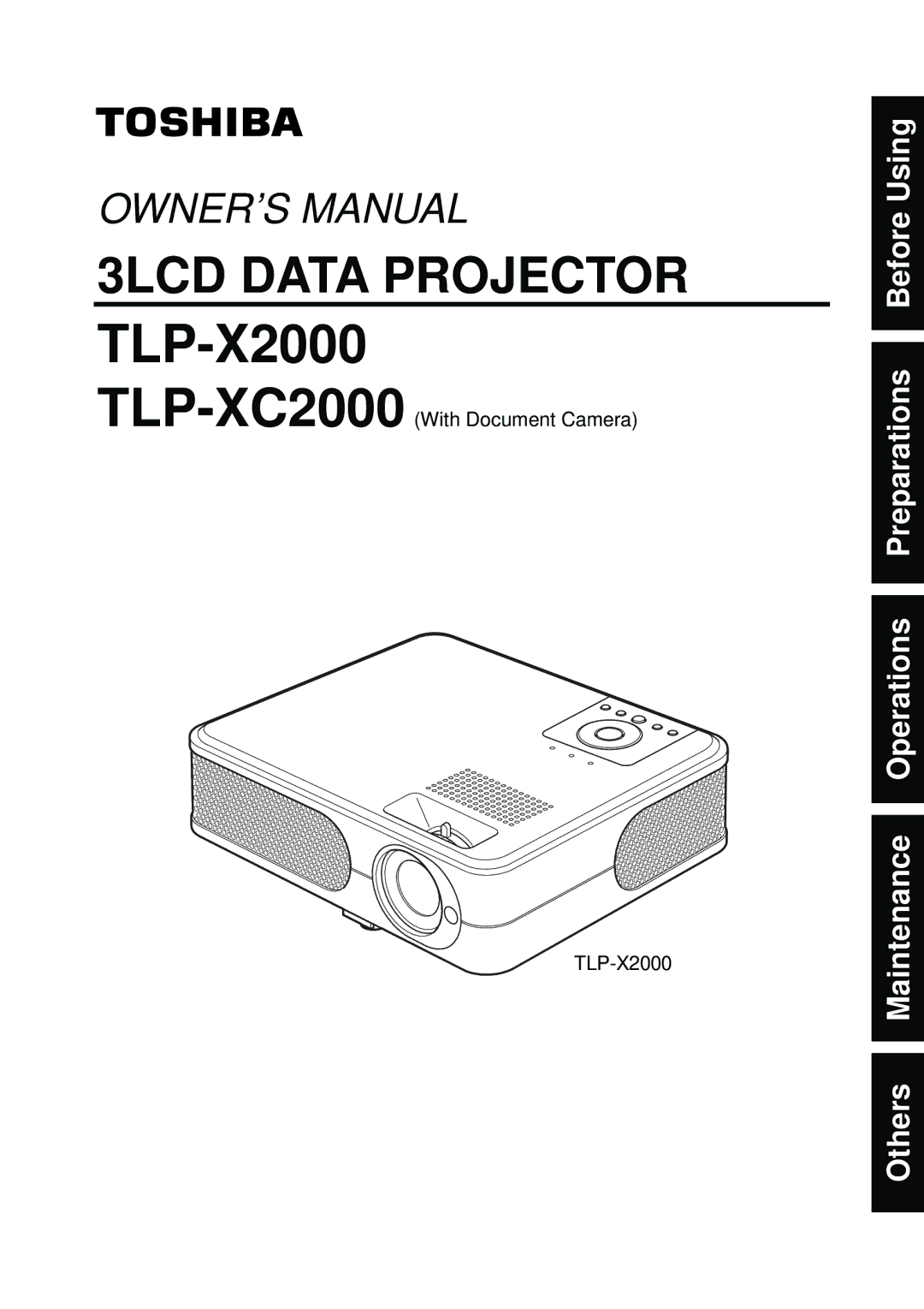 Toshiba TLP-XC2000 owner manual TLP-X2000 