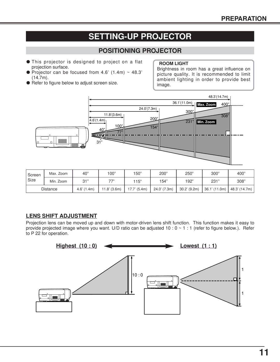 Toshiba TLP-X4100E owner manual SETTING-UP Projector, Positioning Projector 