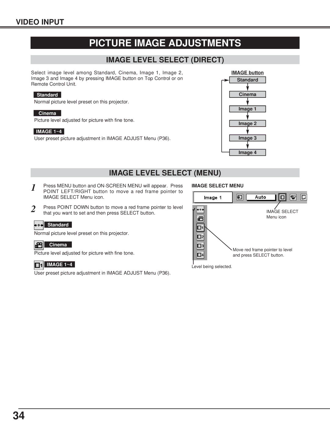 Toshiba TLP-X4100E owner manual Picture Image Adjustments, Cinema 